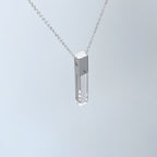 KIO S925 Silver Fully Transparent Crystal Cube Necklace