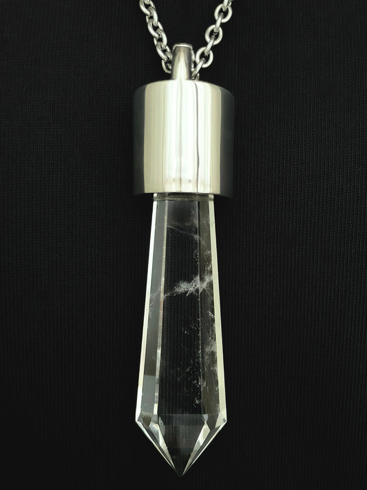 KIO Isis Crystal Shape Pendant, S925 Silver, Stainless Steel Necklace NO.2