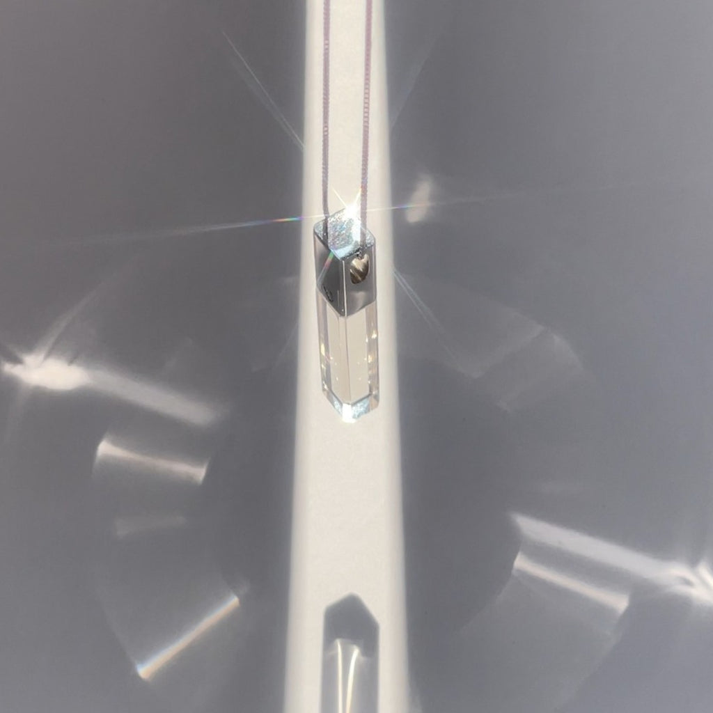 KIO S925 Silver Fully Transparent Crystal Cube Necklace