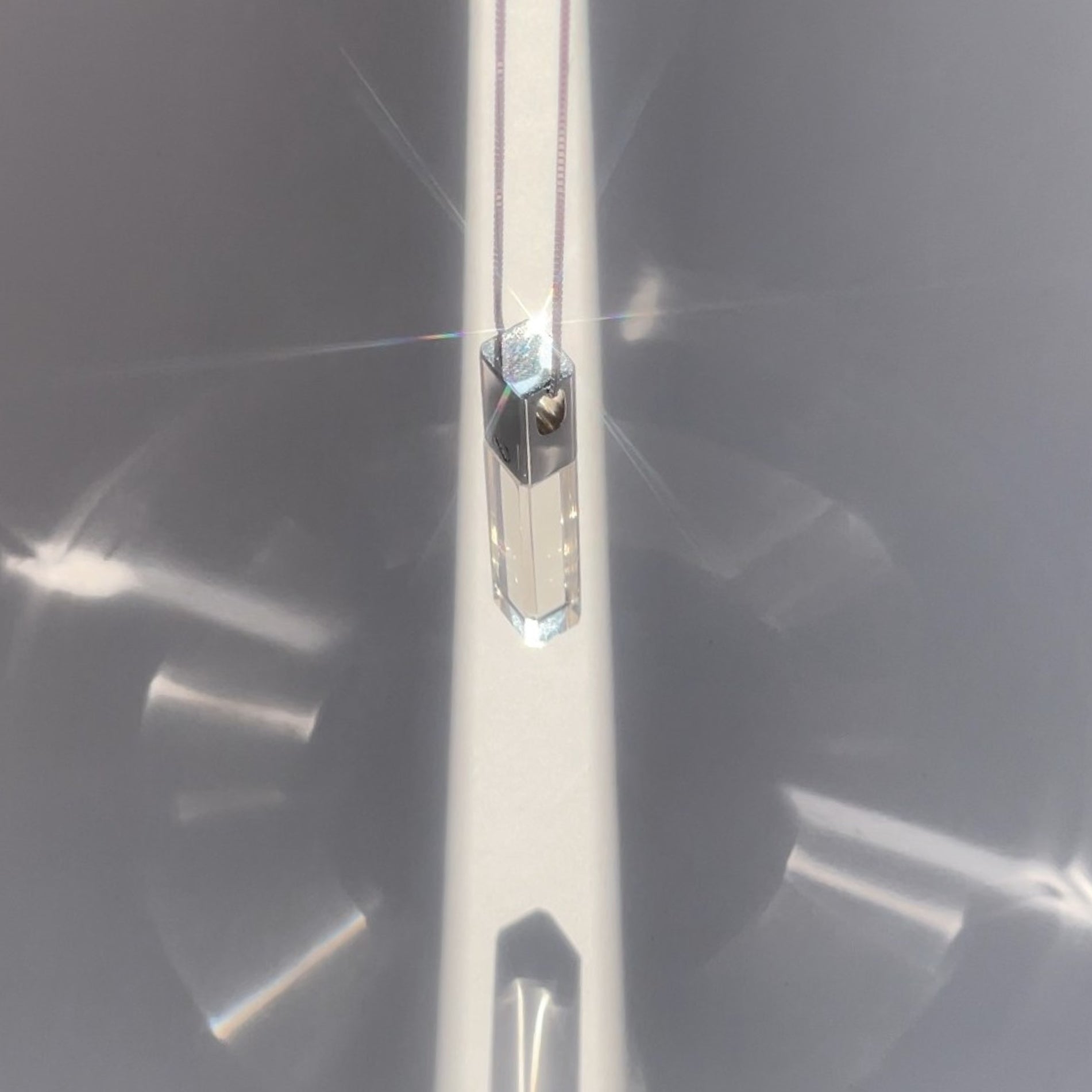 KIO S925 Silver Fully Transparent Crystal Cube Necklace