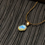 Ocean Sunset Stone Stainless Steel Necklace