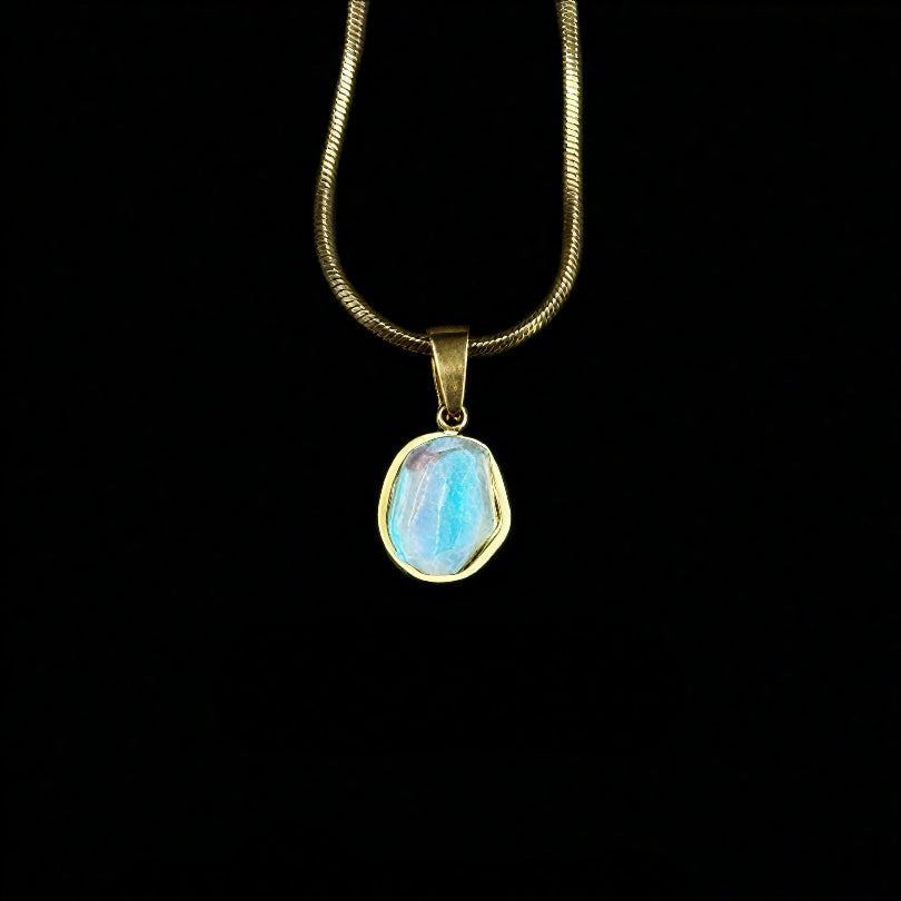 Ocean Sunset Stone Stainless Steel Necklace