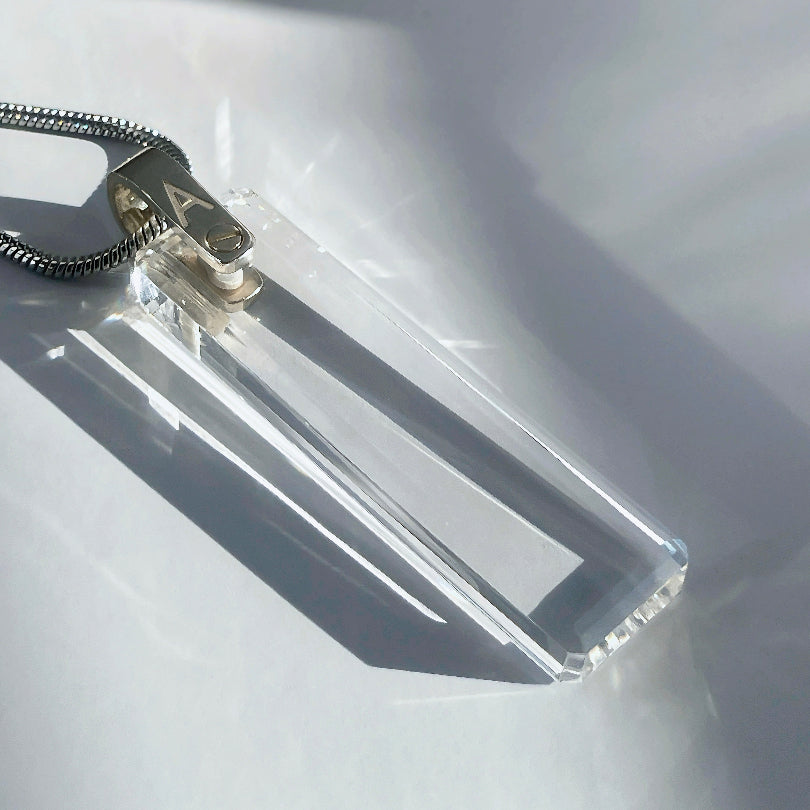 KIO Pure Natural Crystal Square Necklace s925 Silver Pendant Necklace (Letter)