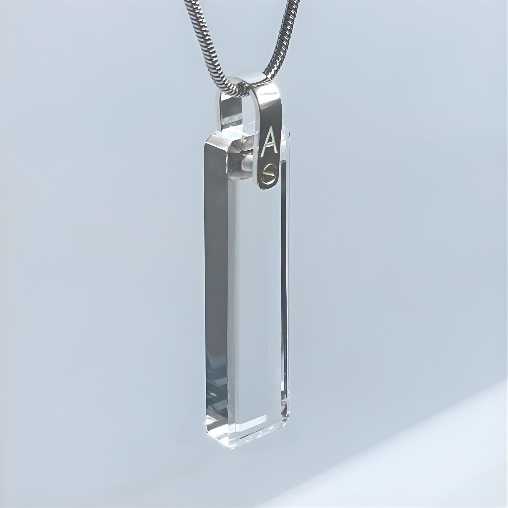 KIO Pure Natural Crystal Square Necklace s925 Silver Pendant Necklace (Letter)