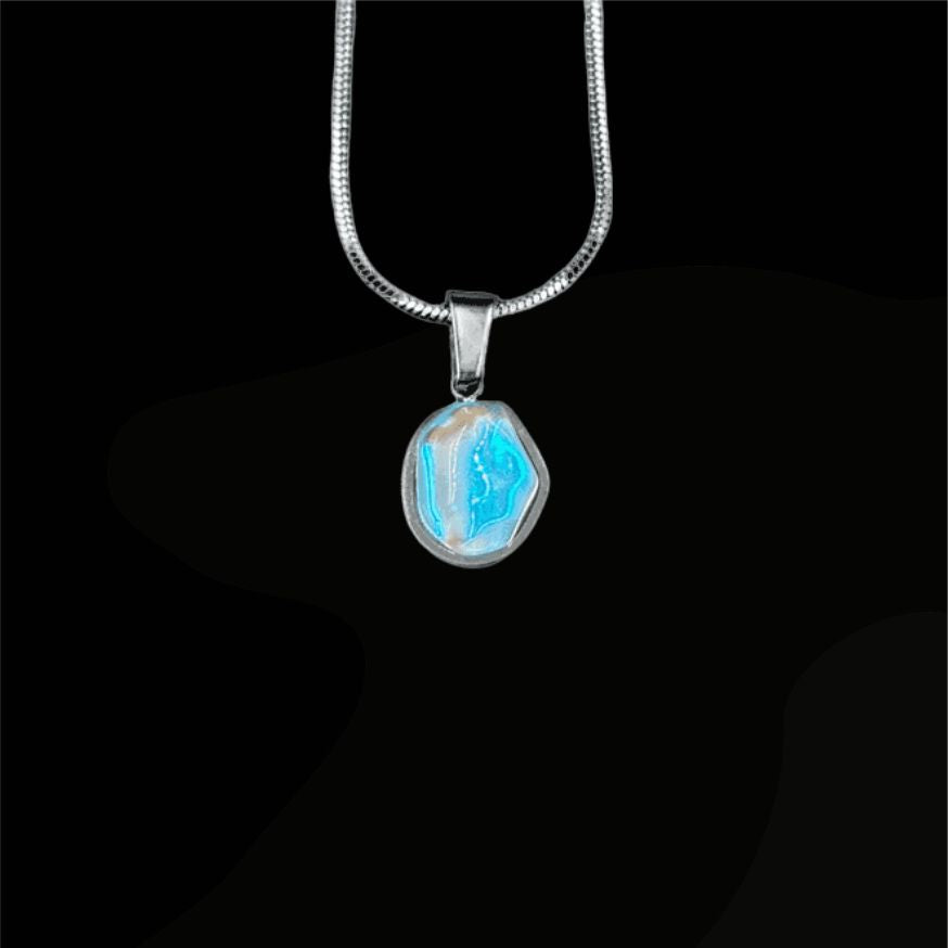 Ocean Sunset Stone Stainless Steel Necklace